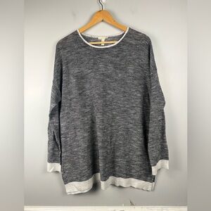 Eileen Fisher sweater Large Black White Organic Linen Cotton Knit Lagenlook